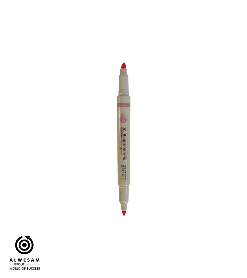 قلم تحديد برأسين (لون وردي )