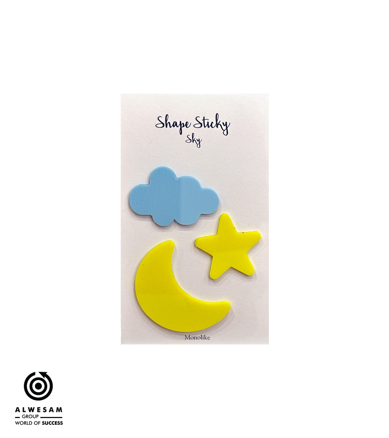 ورق ملاحظات لاصق شفاف (شكل هلال ونجمة وغيمة)