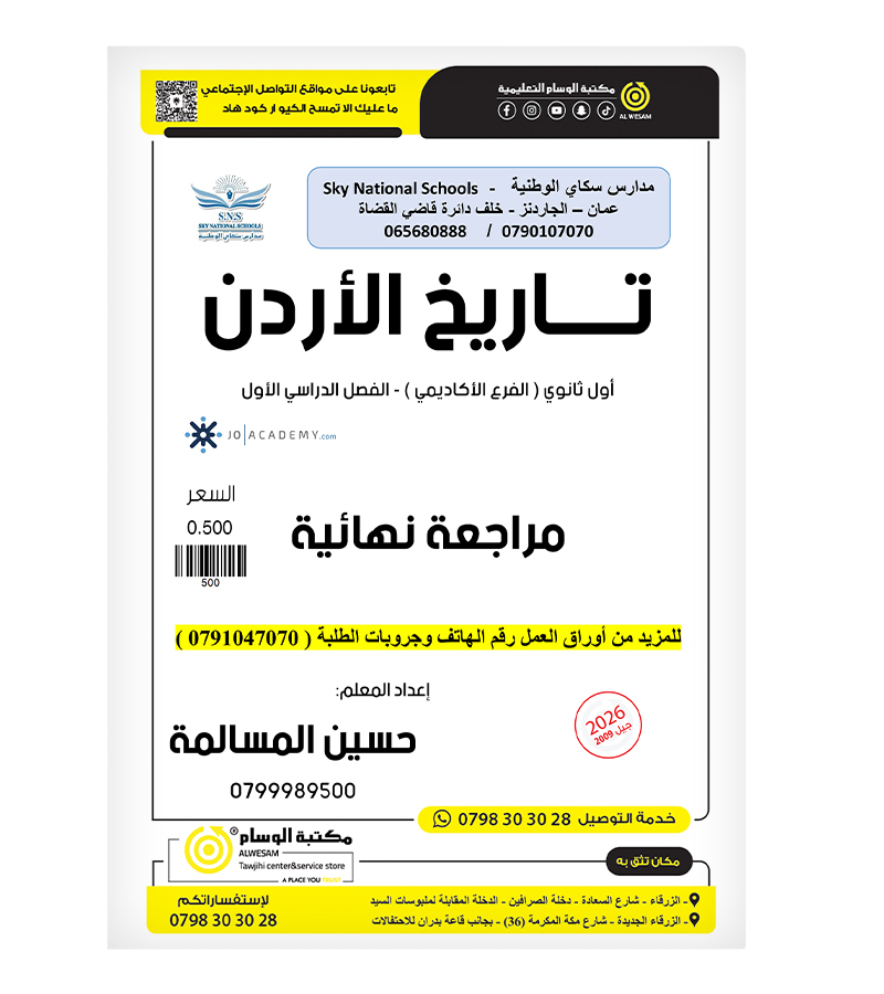 نماذج المقترحة الفصل الاول حسين المسالمة تاريخ 2009